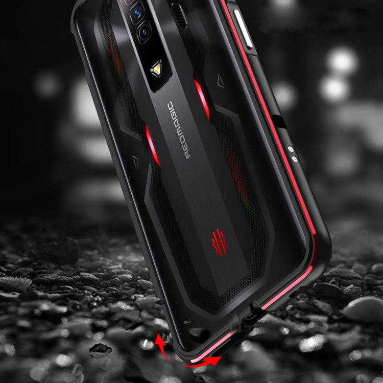 For ZTE nubia Red Magic 7 Pro Aurora Series Metal Frame Phone Case(Black Silver) - ZTE Cases by PMC TechLife | Online Shopping South Africa | PMC TechLife | Buy Now Pay Later Mobicred