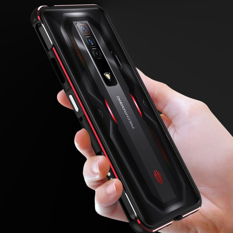 For ZTE nubia Red Magic 7 Pro Aurora Series Metal Frame Phone Case(Black Silver) - ZTE Cases by PMC TechLife | Online Shopping South Africa | PMC TechLife | Buy Now Pay Later Mobicred