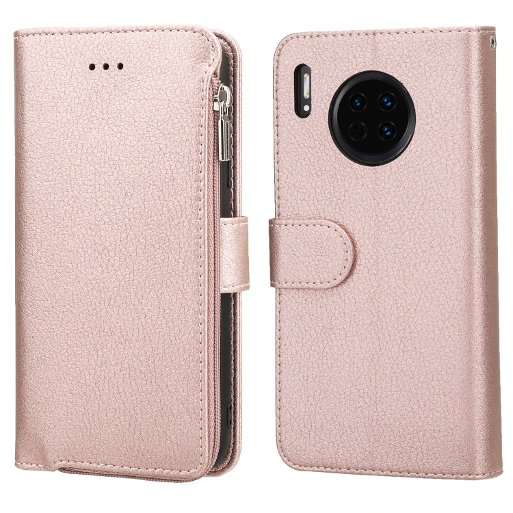 For Huawei Mate 30 Microfiber Zipper Horizontal Flip Leather Case(Rose Gold) - Huawei Cases by PMC TechLife | Online Shopping South Africa | PMC TechLife | Buy Now Pay Later Mobicred