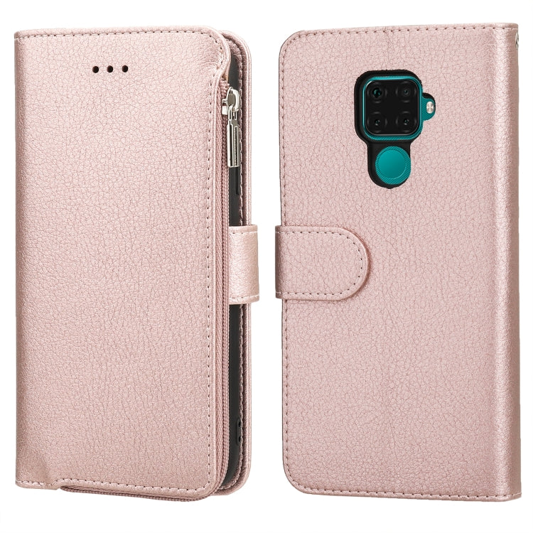 For Huawei Nova 5i Pro / Mate 30 Lite Microfiber Zipper Horizontal Flip Leather Case(Rose Gold) - Huawei Cases by PMC TechLife | Online Shopping South Africa | PMC TechLife | Buy Now Pay Later Mobicred