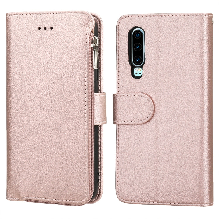 For Huawei P30 Microfiber Zipper Horizontal Flip Leather Case(Rose Gold) - Huawei Cases by PMC TechLife | Online Shopping South Africa | PMC TechLife | Buy Now Pay Later Mobicred