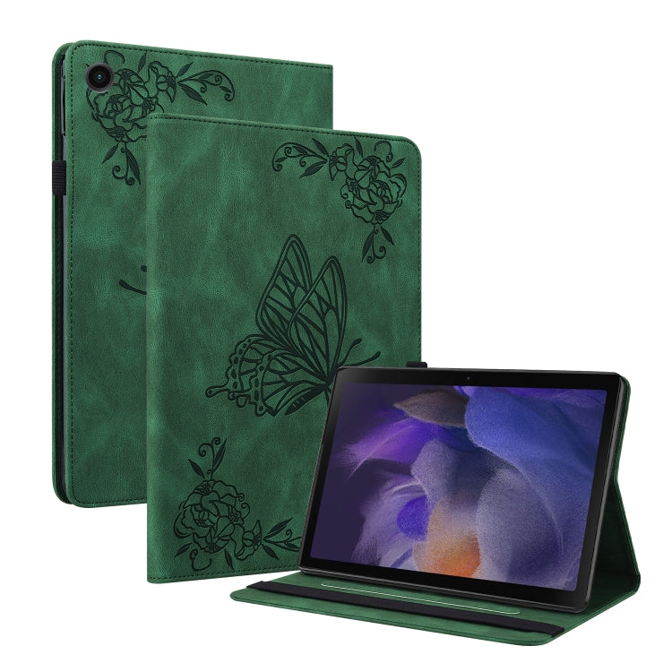For Realme Pad Butterfly Flower Embossed Leather Tablet Case(Green) - Realme by PMC TechLife | Online Shopping South Africa | PMC TechLife | Buy Now Pay Later Mobicred