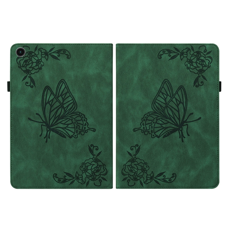 For Realme Pad Butterfly Flower Embossed Leather Tablet Case(Green) - Realme by PMC TechLife | Online Shopping South Africa | PMC TechLife | Buy Now Pay Later Mobicred