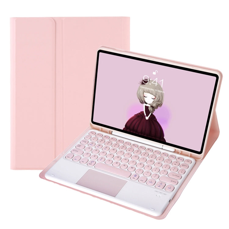 YA08B-A Candy Color Skin Feel Texture Round Keycap Bluetooth Keyboard Leather Case with Touchpad For Samsung Galaxy Tab A8 10.5 2021 SM-X200 / SM-X205(Pink) - Samsung Keyboard by PMC TechLife | Online Shopping South Africa | PMC TechLife