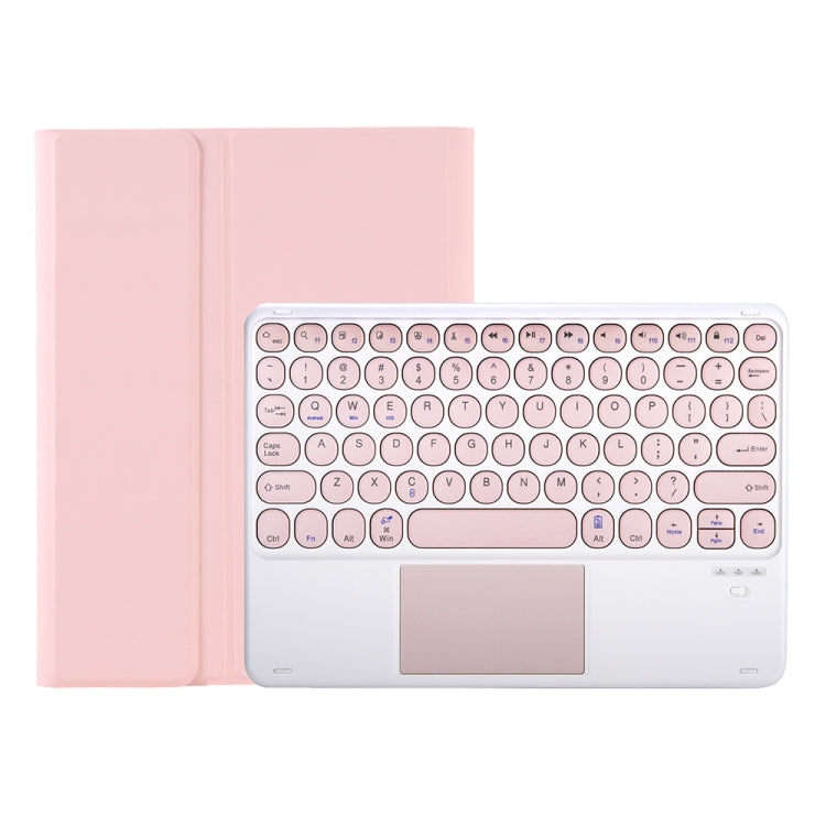 YA08B-A Candy Color Skin Feel Texture Round Keycap Bluetooth Keyboard Leather Case with Touchpad For Samsung Galaxy Tab A8 10.5 2021 SM-X200 / SM-X205(Pink) - Samsung Keyboard by PMC TechLife | Online Shopping South Africa | PMC TechLife