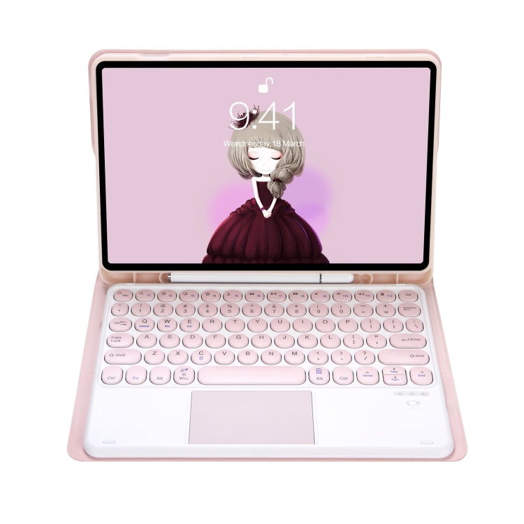 YA08B-A Candy Color Skin Feel Texture Round Keycap Bluetooth Keyboard Leather Case with Touchpad For Samsung Galaxy Tab A8 10.5 2021 SM-X200 / SM-X205(Pink) - Samsung Keyboard by PMC TechLife | Online Shopping South Africa | PMC TechLife