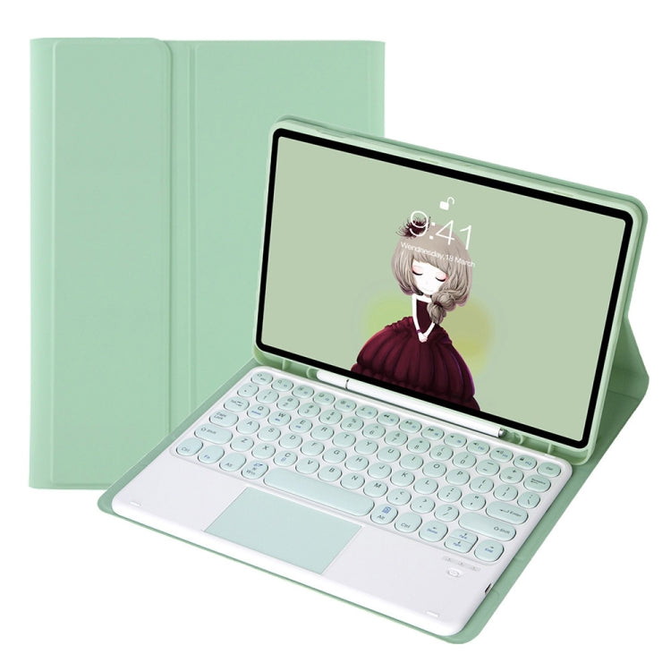 YA08B-A Candy Color Skin Feel Texture Round Keycap Bluetooth Keyboard Leather Case with Touchpad For Samsung Galaxy Tab A8 10.5 2021 SM-X200 / SM-X205(Light Green) - Samsung Keyboard by PMC TechLife | Online Shopping South Africa | PMC TechLife