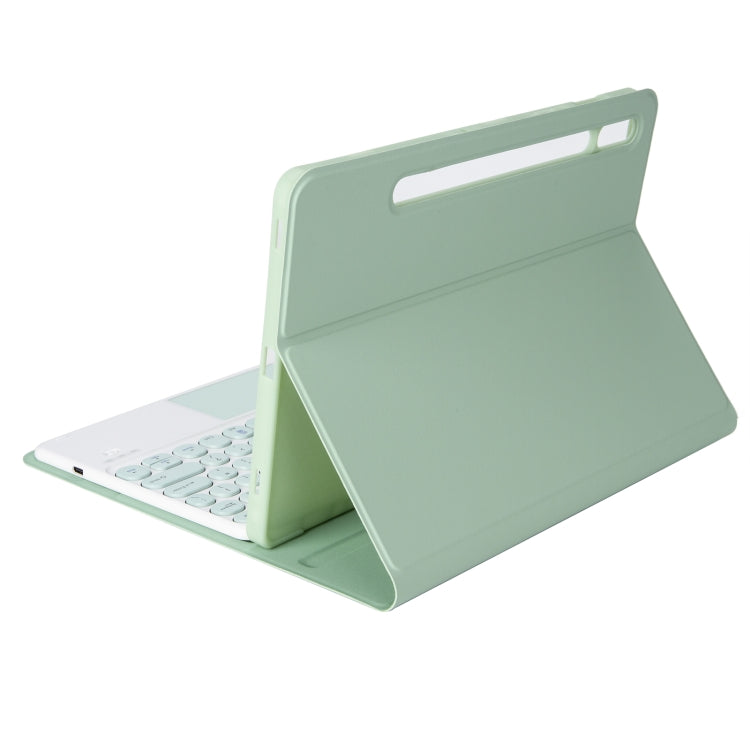 YA08B-A Candy Color Skin Feel Texture Round Keycap Bluetooth Keyboard Leather Case with Touchpad For Samsung Galaxy Tab A8 10.5 2021 SM-X200 / SM-X205(Light Green) - Samsung Keyboard by PMC TechLife | Online Shopping South Africa | PMC TechLife