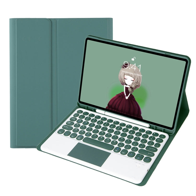 YA700B-A Candy Color Skin Feel Texture Round Keycap Bluetooth Keyboard Leather Case with Touchpad For Samsung Galaxy Tab S8 11 inch SM-X700 / SM-X706 & S7 11 inch SM-X700 / SM-T875(Dark Green) - Samsung Keyboard by PMC TechLife | Online Shopping South Africa | PMC TechLife