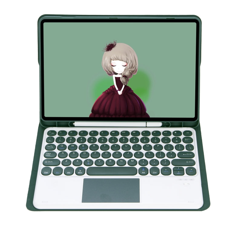 YA700B-A Candy Color Skin Feel Texture Round Keycap Bluetooth Keyboard Leather Case with Touchpad For Samsung Galaxy Tab S8 11 inch SM-X700 / SM-X706 & S7 11 inch SM-X700 / SM-T875(Dark Green) - Samsung Keyboard by PMC TechLife | Online Shopping South Africa | PMC TechLife