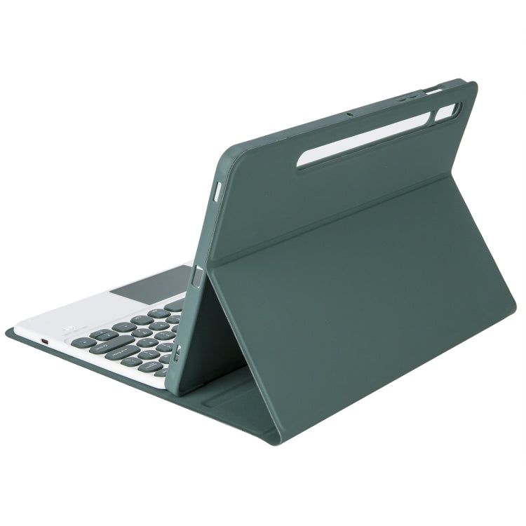 YA700B-A Candy Color Skin Feel Texture Round Keycap Bluetooth Keyboard Leather Case with Touchpad For Samsung Galaxy Tab S8 11 inch SM-X700 / SM-X706 & S7 11 inch SM-X700 / SM-T875(Dark Green) - Samsung Keyboard by PMC TechLife | Online Shopping South Africa | PMC TechLife
