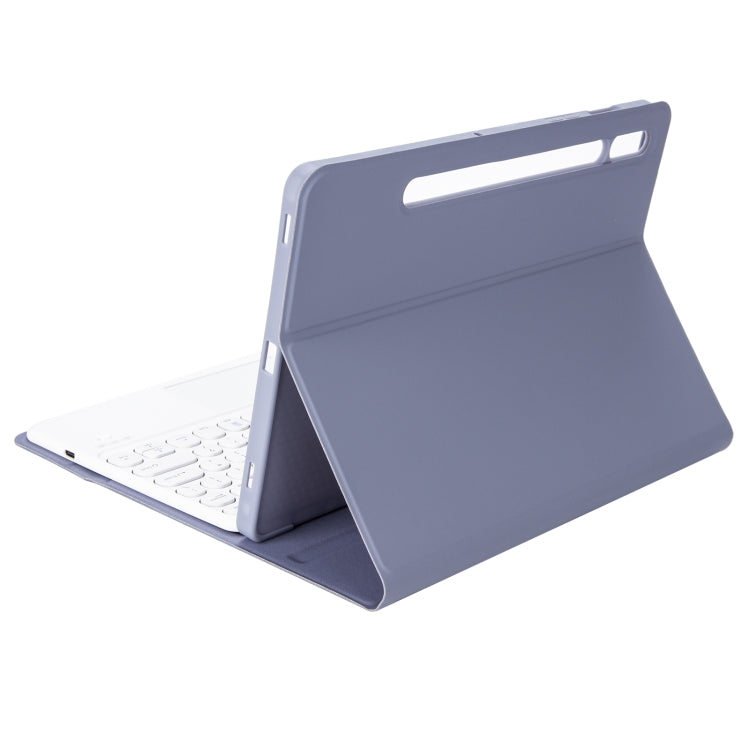YA700B-A Candy Color Skin Feel Texture Round Keycap Bluetooth Keyboard Leather Case with Touchpad For Samsung Galaxy Tab S8 11 inch SM-X700 / SM-X706 & S7 11 inch SM-X700 / SM-T875(Purple) - Samsung Keyboard by PMC TechLife | Online Shopping South Africa | PMC TechLife