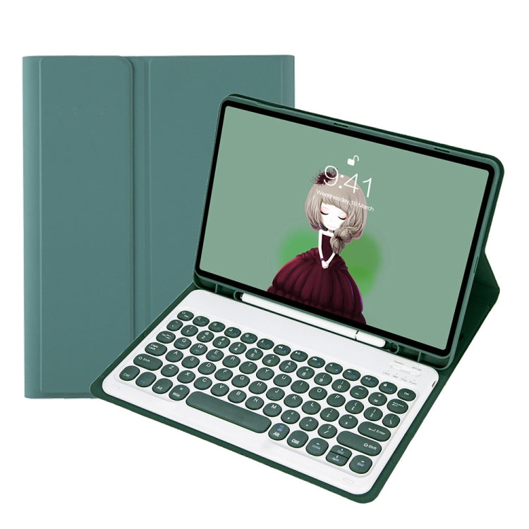 YA08B Candy Color Skin Feel Texture Round Keycap Bluetooth Keyboard Leather Case For Samsung Galaxy Tab A8 10.5 2021 SM-X200 / SM-X205(Dark Green) - Samsung Keyboard by PMC TechLife | Online Shopping South Africa | PMC TechLife