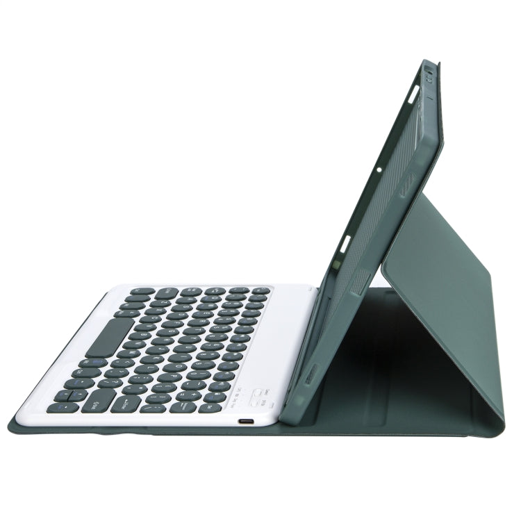 YA08B Candy Color Skin Feel Texture Round Keycap Bluetooth Keyboard Leather Case For Samsung Galaxy Tab A8 10.5 2021 SM-X200 / SM-X205(Dark Green) - Samsung Keyboard by PMC TechLife | Online Shopping South Africa | PMC TechLife