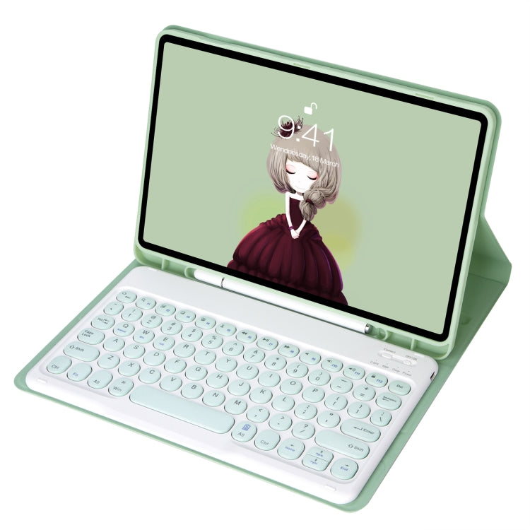 YA08B Candy Color Skin Feel Texture Round Keycap Bluetooth Keyboard Leather Case For Samsung Galaxy Tab A8 10.5 2021 SM-X200 / SM-X205(Light Green) - Samsung Keyboard by PMC TechLife | Online Shopping South Africa | PMC TechLife