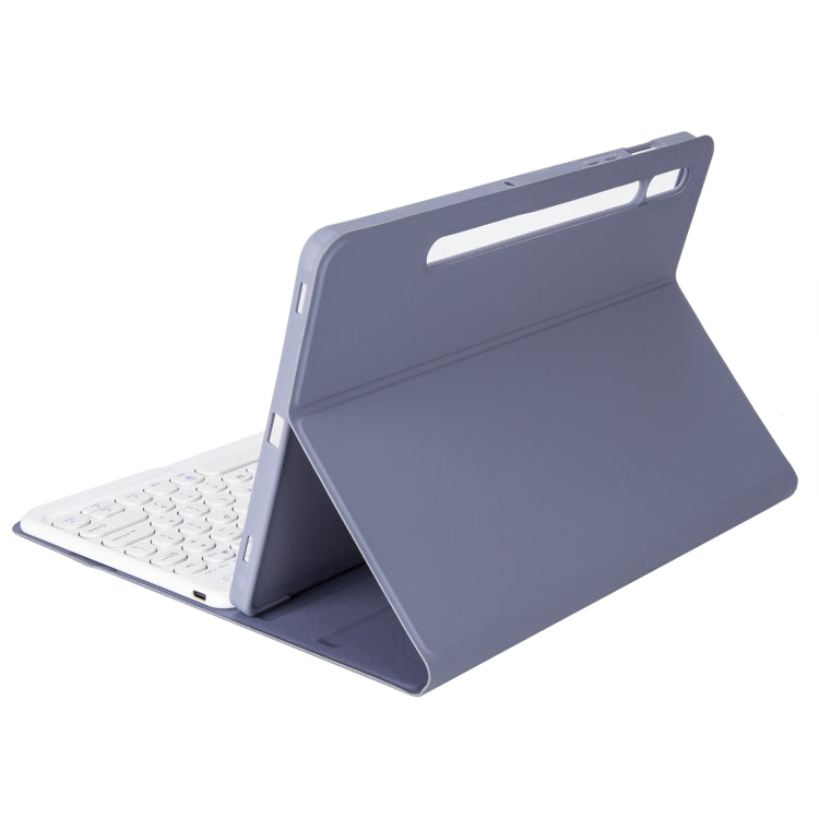 YA08B Candy Color Skin Feel Texture Round Keycap Bluetooth Keyboard Leather Case For Samsung Galaxy Tab A8 10.5 2021 SM-X200 / SM-X205(Purple) - Samsung Keyboard by PMC TechLife | Online Shopping South Africa | PMC TechLife