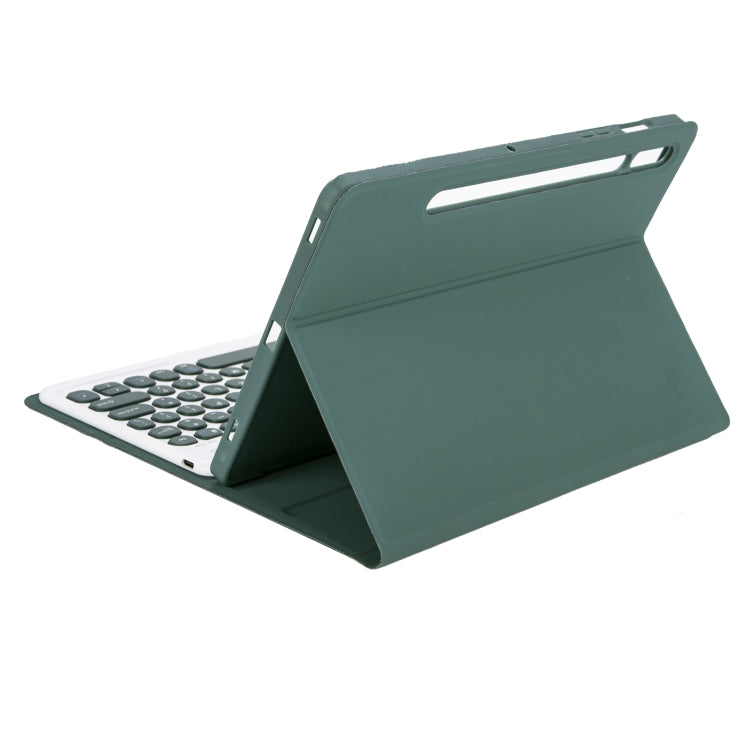 YA700B Candy Color Skin Feel Texture Round Keycap Bluetooth Keyboard Leather Case For Samsung Galaxy Tab S8 11 inch SM-X700 / SM-X706 & S7 11 inch SM-X700 / SM-T875(Dark Green) - Samsung Keyboard by PMC TechLife | Online Shopping South Africa | PMC TechLife