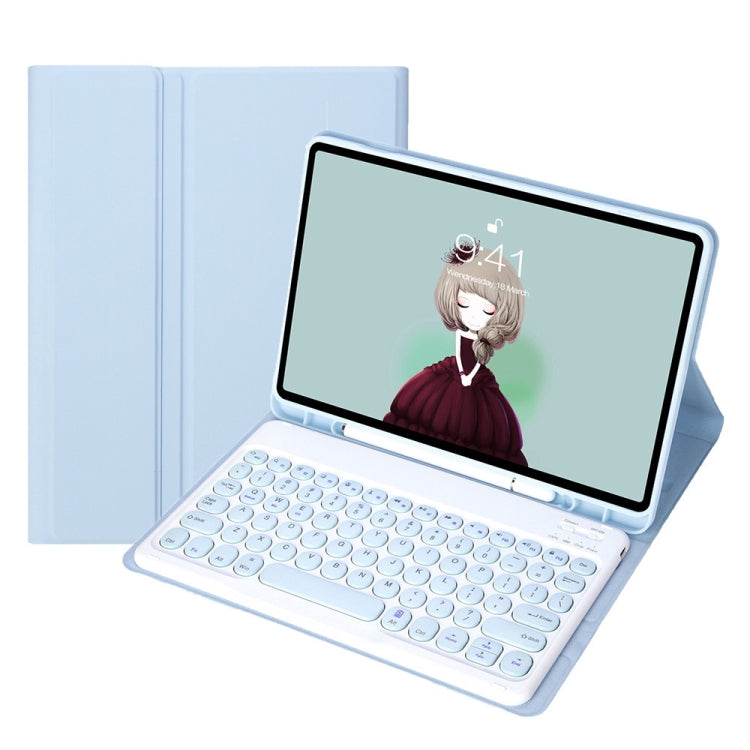 YA700B Candy Color Skin Feel Texture Round Keycap Bluetooth Keyboard Leather Case For Samsung Galaxy Tab S8 11 inch SM-X700 / SM-X706 & S7 11 inch SM-X700 / SM-T875(White Ice) - Samsung Keyboard by PMC TechLife | Online Shopping South Africa | PMC TechLife