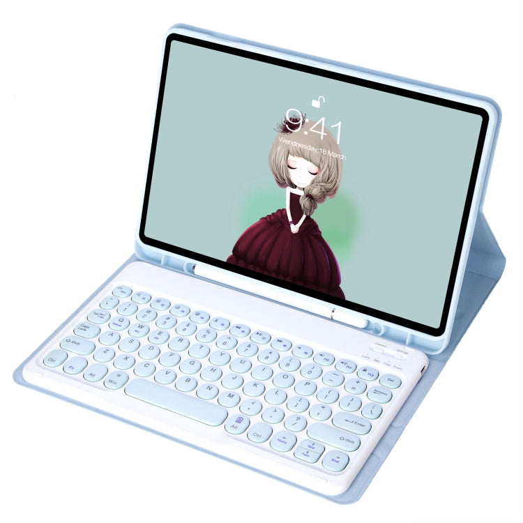 YA700B Candy Color Skin Feel Texture Round Keycap Bluetooth Keyboard Leather Case For Samsung Galaxy Tab S8 11 inch SM-X700 / SM-X706 & S7 11 inch SM-X700 / SM-T875(White Ice) - Samsung Keyboard by PMC TechLife | Online Shopping South Africa | PMC TechLife