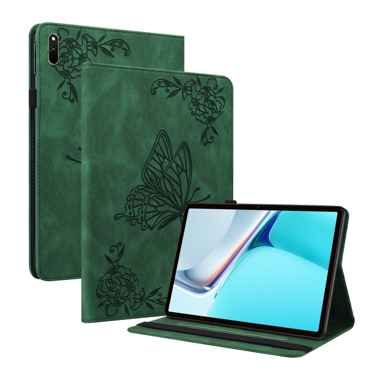 For Huawei MatePad 11 2021 Butterfly Flower Embossed Leather Tablet Case(Green) - Huawei by PMC TechLife | Online Shopping South Africa | PMC TechLife | Buy Now Pay Later Mobicred