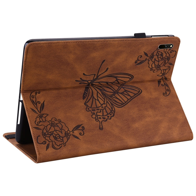 For Huawei MatePad 11 2021 Butterfly Flower Embossed Leather Tablet Case(Brown) - Huawei by PMC TechLife | Online Shopping South Africa | PMC TechLife | Buy Now Pay Later Mobicred