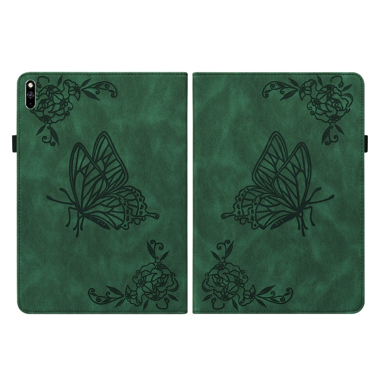 For Huawei MatePad Pro 10.8 2021 Butterfly Flower Embossed Leather Tablet Case(Green) - Huawei by PMC TechLife | Online Shopping South Africa | PMC TechLife | Buy Now Pay Later Mobicred