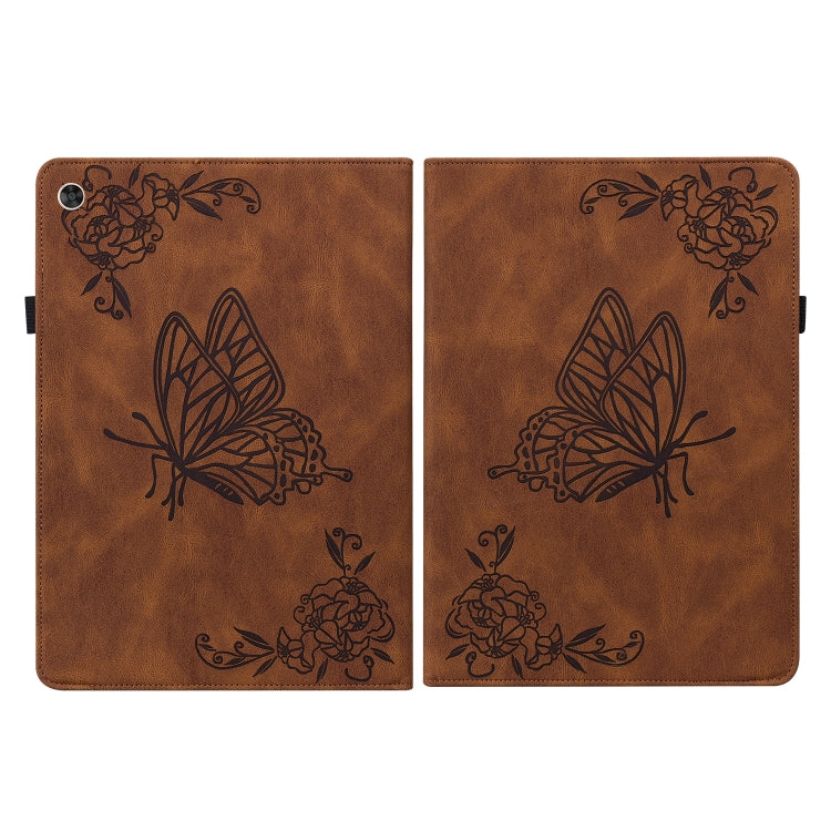 For Huawei MatePad T 10s/Enjoy Tablet 2 Butterfly Flower Embossed Leather Tablet Case(Brown) - Huawei by PMC TechLife | Online Shopping South Africa | PMC TechLife | Buy Now Pay Later Mobicred