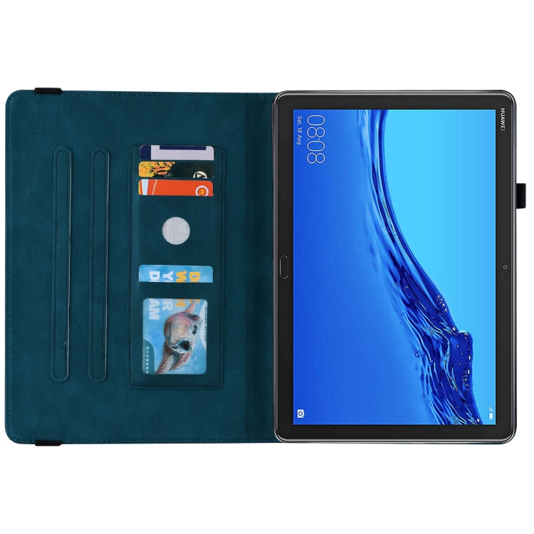 For Huawei MediaPad M5 Lite Butterfly Flower Embossed Leather Tablet Case(Blue) - Huawei by PMC TechLife | Online Shopping South Africa | PMC TechLife | Buy Now Pay Later Mobicred