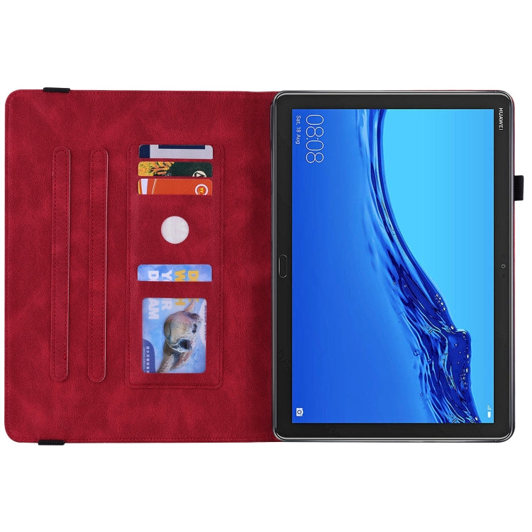 For Huawei MediaPad M5 Lite Butterfly Flower Embossed Leather Tablet Case(Red) - Huawei by PMC TechLife | Online Shopping South Africa | PMC TechLife | Buy Now Pay Later Mobicred