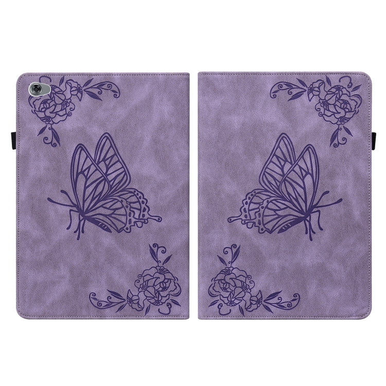 For Huawei MediaPad M5 Lite Butterfly Flower Embossed Leather Tablet Case(Purple) - Huawei by PMC TechLife | Online Shopping South Africa | PMC TechLife | Buy Now Pay Later Mobicred