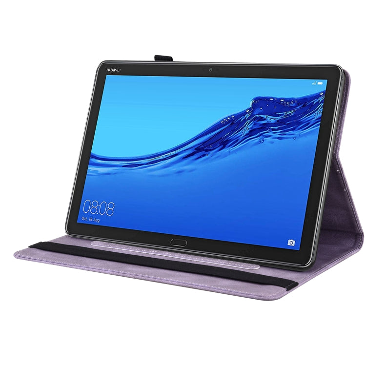 For Huawei MediaPad M5 Lite Butterfly Flower Embossed Leather Tablet Case(Purple) - Huawei by PMC TechLife | Online Shopping South Africa | PMC TechLife | Buy Now Pay Later Mobicred