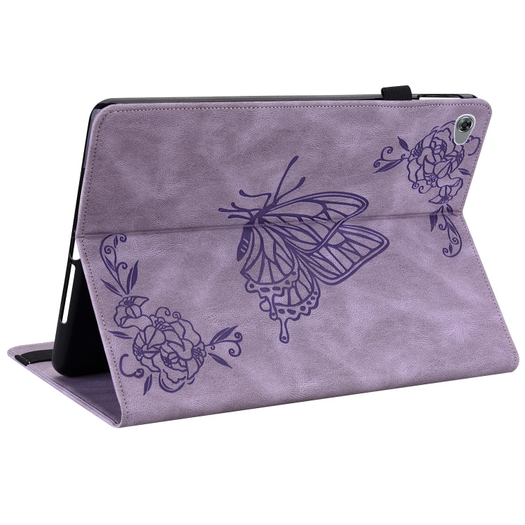 For Huawei MediaPad M5 Lite Butterfly Flower Embossed Leather Tablet Case(Purple) - Huawei by PMC TechLife | Online Shopping South Africa | PMC TechLife | Buy Now Pay Later Mobicred