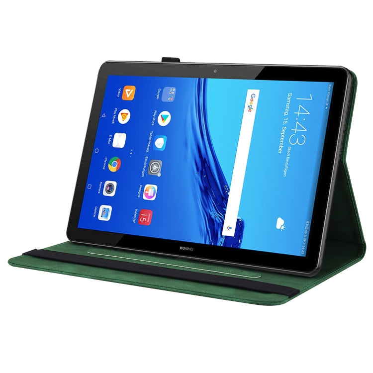 For Huawei MediaPad T5 Butterfly Flower Embossed Leather Tablet Case(Green) - Huawei by PMC TechLife | Online Shopping South Africa | PMC TechLife | Buy Now Pay Later Mobicred