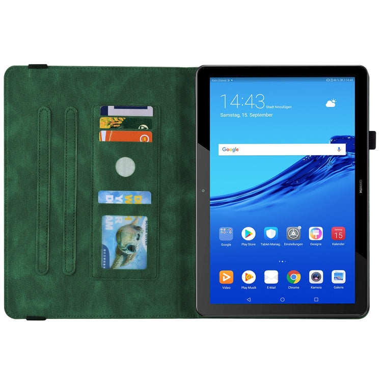 For Huawei MediaPad T5 Butterfly Flower Embossed Leather Tablet Case(Green) - Huawei by PMC TechLife | Online Shopping South Africa | PMC TechLife | Buy Now Pay Later Mobicred