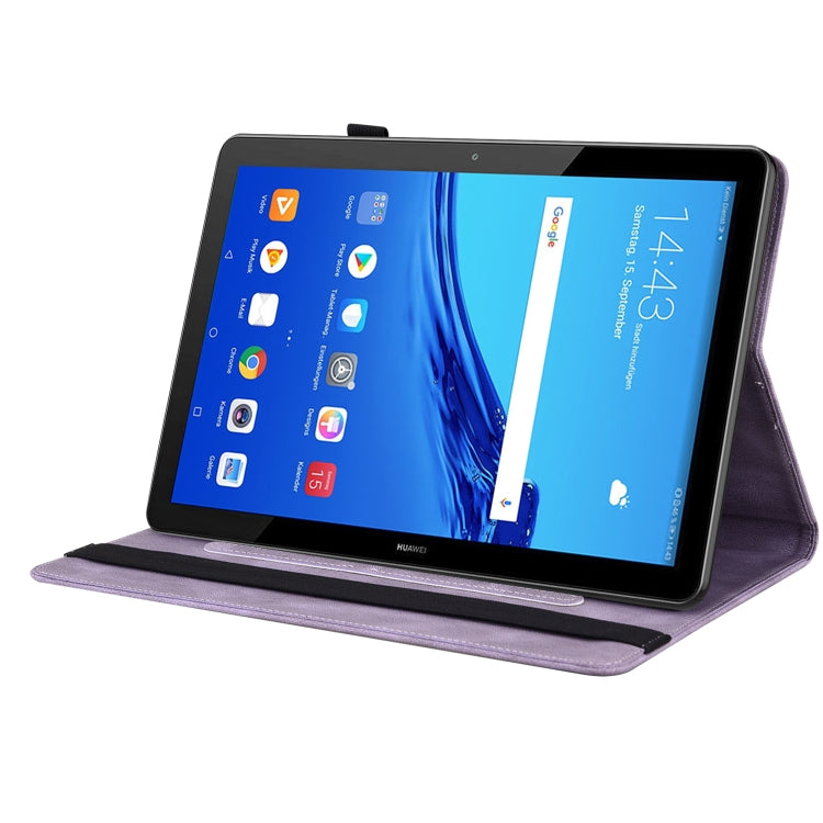 For Huawei MediaPad T5 Butterfly Flower Embossed Leather Tablet Case(Purple) - Huawei by PMC TechLife | Online Shopping South Africa | PMC TechLife | Buy Now Pay Later Mobicred