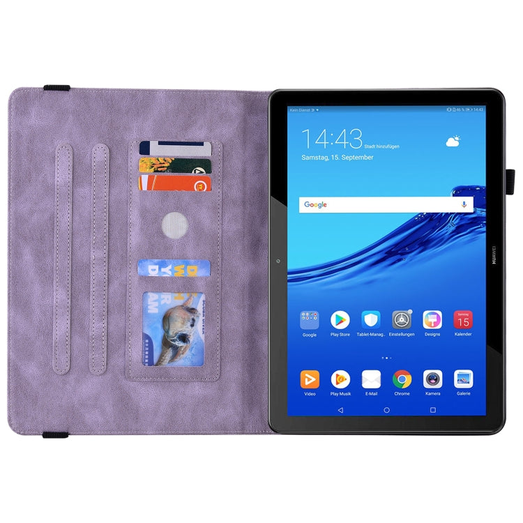 For Huawei MediaPad T5 Butterfly Flower Embossed Leather Tablet Case(Purple) - Huawei by PMC TechLife | Online Shopping South Africa | PMC TechLife | Buy Now Pay Later Mobicred