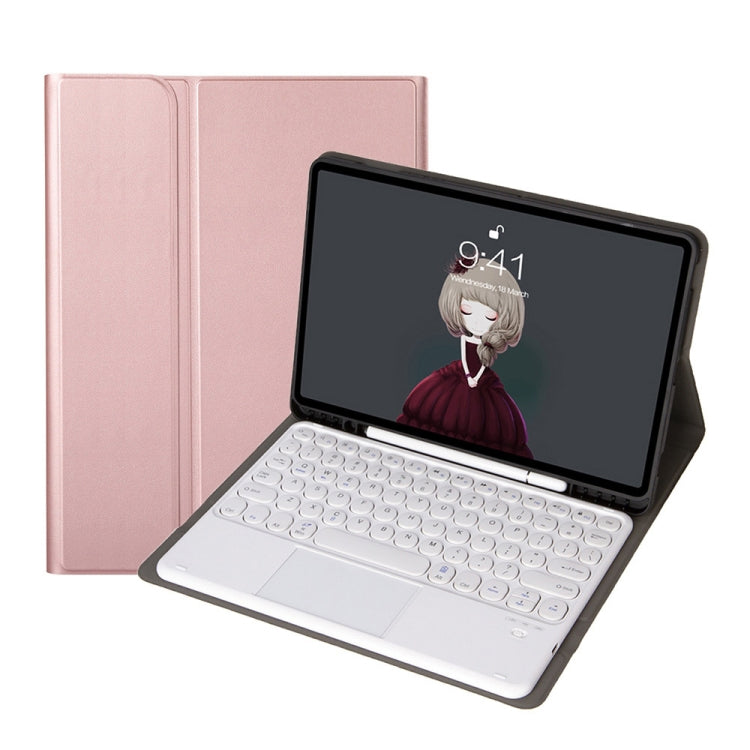 YA610B-A  Lambskin Texture Voltage Round Keycap Bluetooth Keyboard Leather Case with Touchpad For Samsung Galaxy Tab S6 Lite 10.4 inch SM-P610 / SM-P615(Rose Gold) - Samsung Keyboard by PMC TechLife | Online Shopping South Africa | PMC TechLife