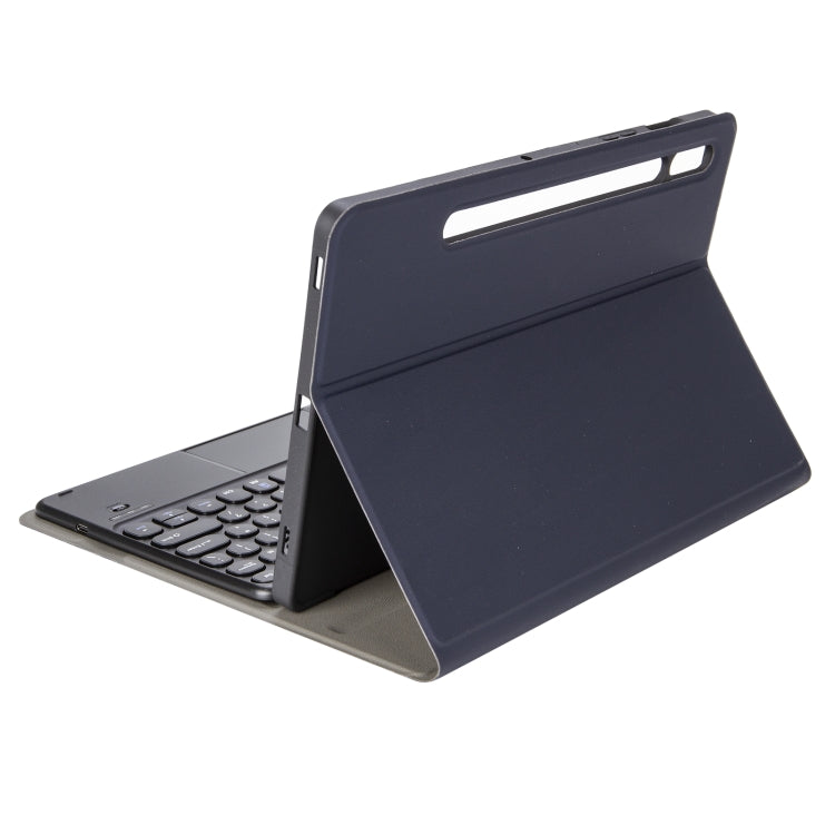 YA08B-A  Lambskin Texture Voltage Round Keycap Bluetooth Keyboard Leather Case with Touchpad For Samsung Galaxy Tab A8 10.5 2021 SM-X200 / SM-X205(Blue) - Samsung Keyboard by PMC TechLife | Online Shopping South Africa | PMC TechLife
