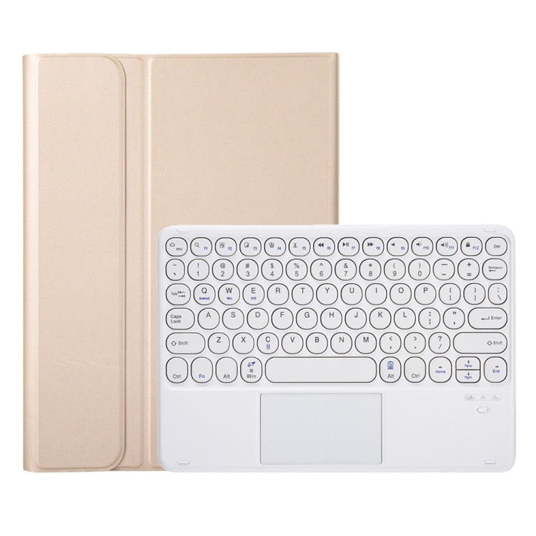 YA08B-A  Lambskin Texture Voltage Round Keycap Bluetooth Keyboard Leather Case with Touchpad For Samsung Galaxy Tab A8 10.5 2021 SM-X200 / SM-X205(Gold) - Samsung Keyboard by PMC TechLife | Online Shopping South Africa | PMC TechLife