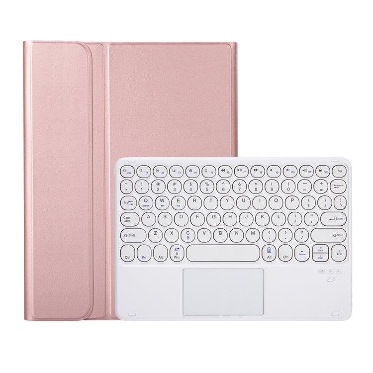 YA08B-A  Lambskin Texture Voltage Round Keycap Bluetooth Keyboard Leather Case with Touchpad For Samsung Galaxy Tab A8 10.5 2021 SM-X200 / SM-X205(Rose Gold) - Samsung Keyboard by PMC TechLife | Online Shopping South Africa | PMC TechLife