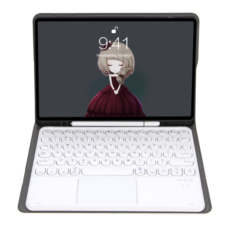 YA08B-A  Lambskin Texture Voltage Round Keycap Bluetooth Keyboard Leather Case with Touchpad For Samsung Galaxy Tab A8 10.5 2021 SM-X200 / SM-X205(Rose Gold) - Samsung Keyboard by PMC TechLife | Online Shopping South Africa | PMC TechLife