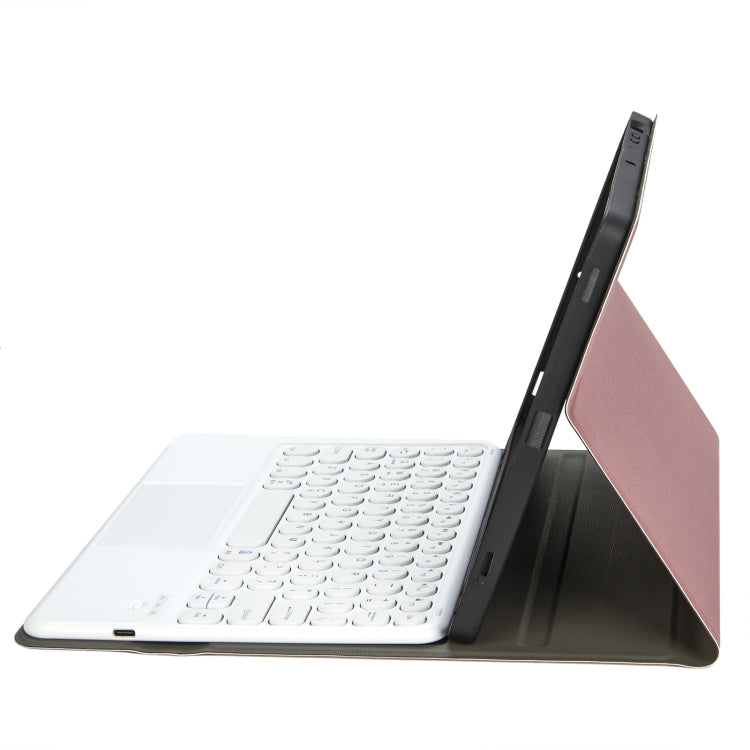 YA08B-A  Lambskin Texture Voltage Round Keycap Bluetooth Keyboard Leather Case with Touchpad For Samsung Galaxy Tab A8 10.5 2021 SM-X200 / SM-X205(Rose Gold) - Samsung Keyboard by PMC TechLife | Online Shopping South Africa | PMC TechLife