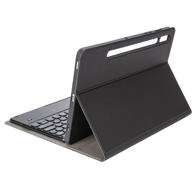 YA700B-A  Lambskin Texture Voltage Round Keycap Bluetooth Keyboard Leather Case with Touchpad For Samsung Galaxy Tab S8 11 inch SM-X700 / SM-X706 & S7 11 inch SM-X700 / SM-T875(Black) - Samsung Keyboard by PMC TechLife | Online Shopping South Africa | PMC TechLife