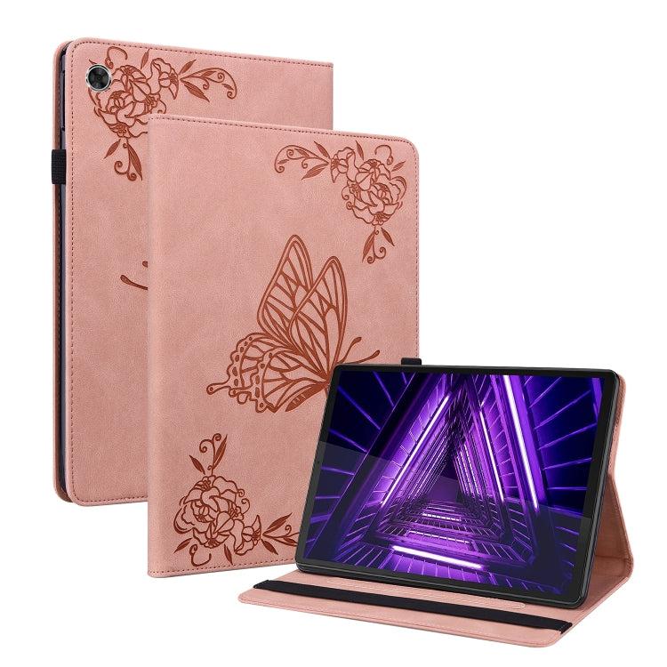 For Lenovo M10 Plus 10.3 TB-X606F/TB-X606X Butterfly Flower Embossed Leather Tablet Case(Rose Gold) - Lenovo by PMC TechLife | Online Shopping South Africa | PMC TechLife | Buy Now Pay Later Mobicred