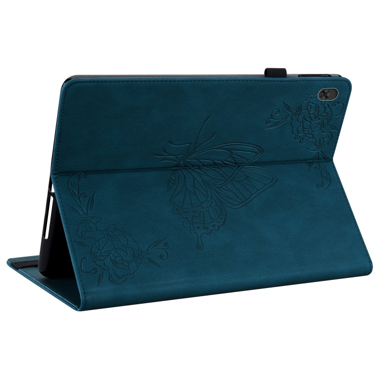 For Lenovo Tab M10 TB-X605L/X605F Butterfly Flower Embossed Leather Tablet Case(Blue) - Lenovo by PMC TechLife | Online Shopping South Africa | PMC TechLife | Buy Now Pay Later Mobicred