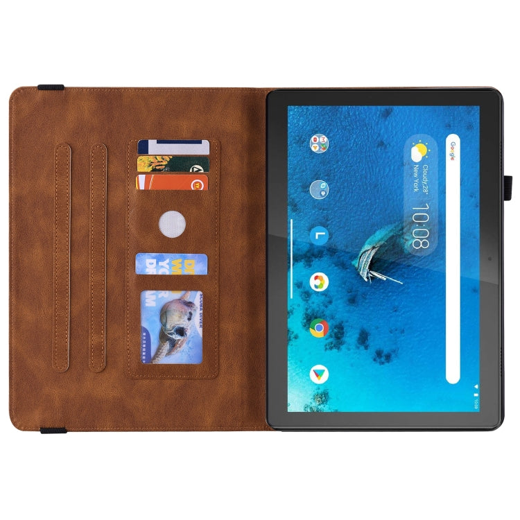 For Lenovo Tab M10 TB-X605L/X605F Butterfly Flower Embossed Leather Tablet Case(Brown) - Lenovo by PMC TechLife | Online Shopping South Africa | PMC TechLife | Buy Now Pay Later Mobicred