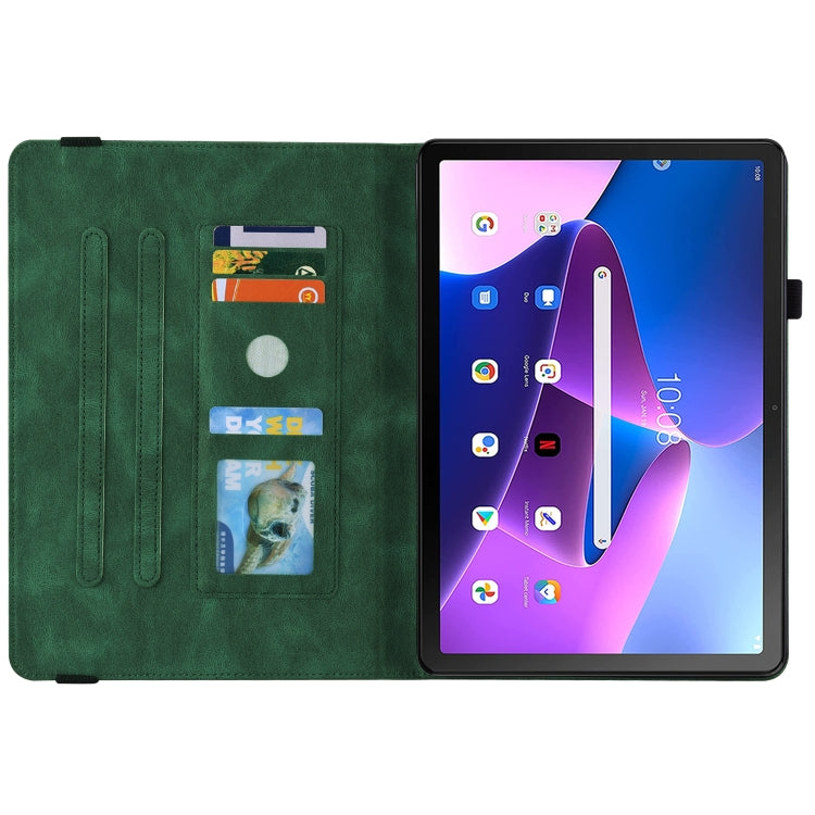 For Lenovo Tab M10 Plus 10.6 3rd Gen Butterfly Flower Embossed Leather Tablet Case(Green) - Lenovo by PMC TechLife | Online Shopping South Africa | PMC TechLife | Buy Now Pay Later Mobicred