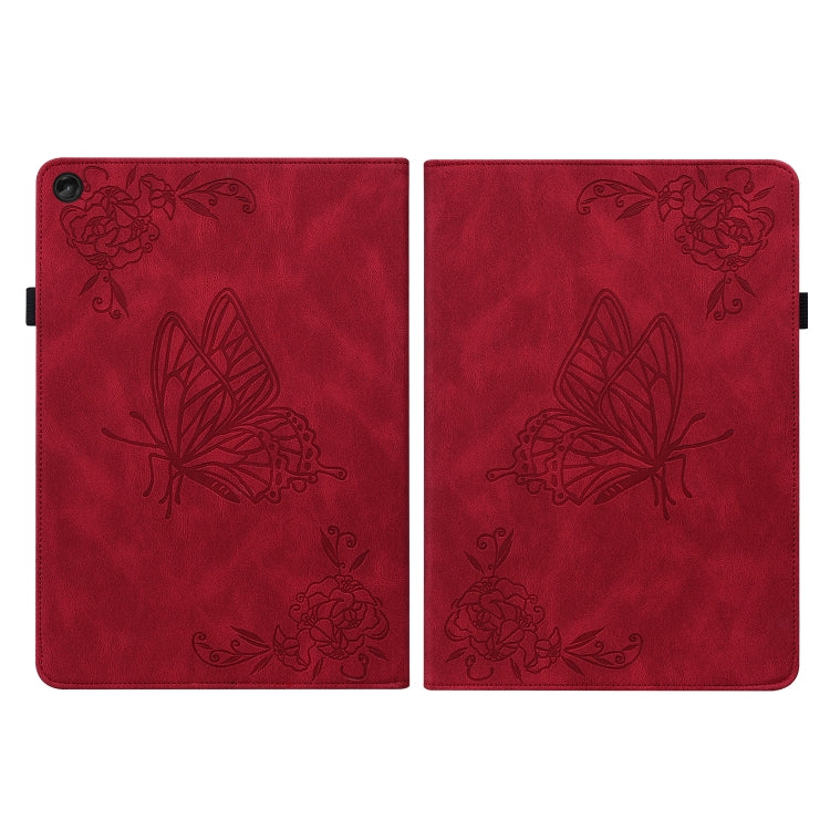 For Lenovo Tab M10 Plus 10.6 3rd Gen Butterfly Flower Embossed Leather Tablet Case(Red) - Lenovo by PMC TechLife | Online Shopping South Africa | PMC TechLife | Buy Now Pay Later Mobicred