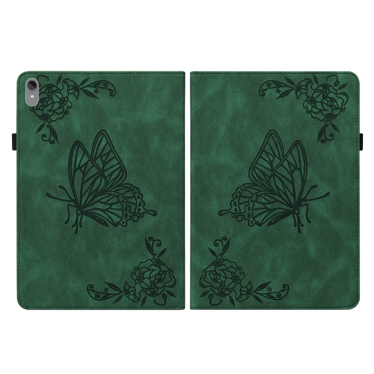 For Lenovo Tab P11 TB-J606F Butterfly Flower Embossed Leather Tablet Case(Green) - Lenovo by PMC TechLife | Online Shopping South Africa | PMC TechLife | Buy Now Pay Later Mobicred