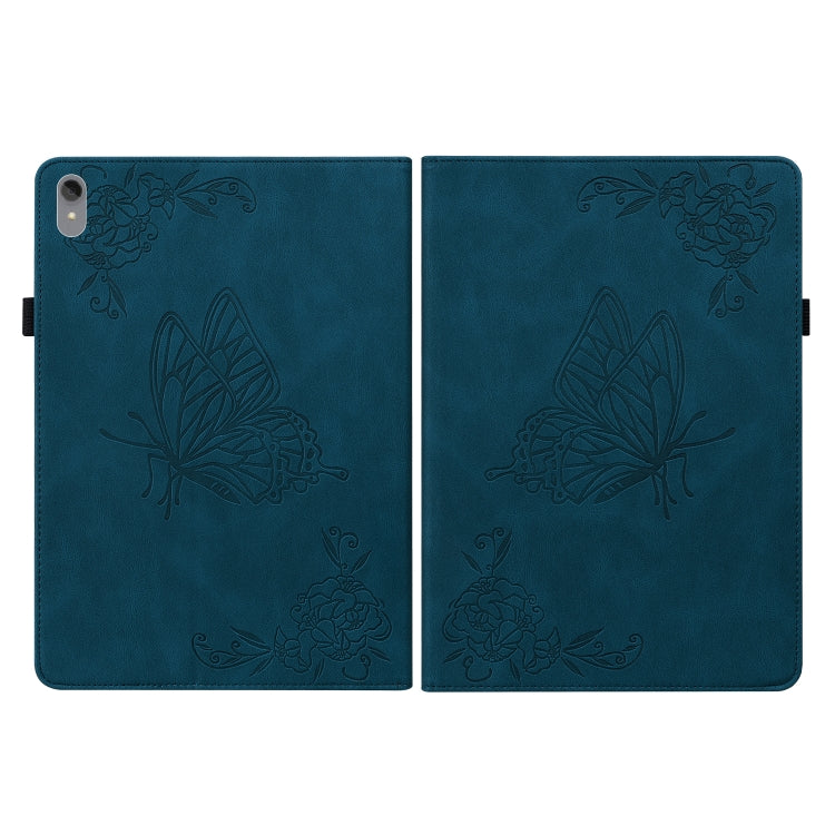 For Lenovo Tab P11 TB-J606F Butterfly Flower Embossed Leather Tablet Case(Blue) - Lenovo by PMC TechLife | Online Shopping South Africa | PMC TechLife | Buy Now Pay Later Mobicred